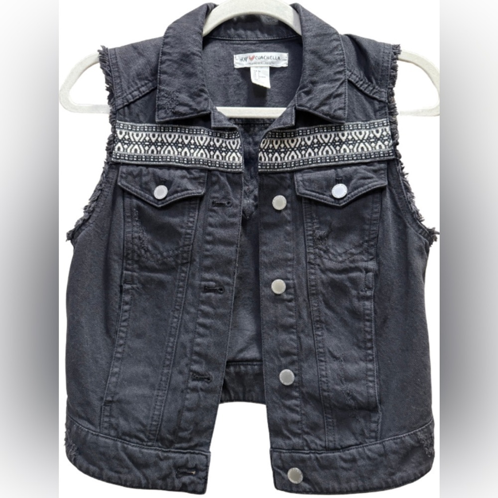 H&M x Coachella Embellished Boho Native Denim Vest Size 6 - Picture 2 of 4
